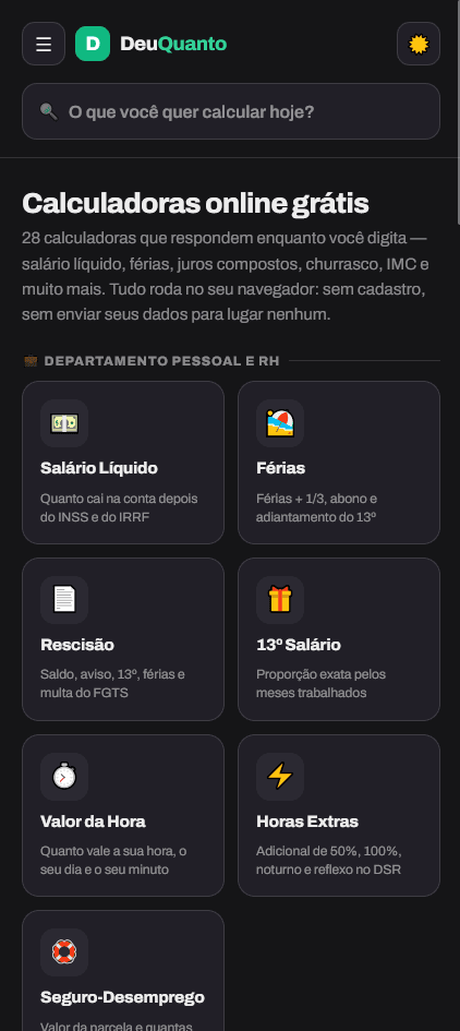 DeuQuanto — screenshot